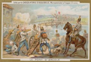 Napoleonov útok cez most pri Arcole sa stal námetom na obal čokolády. Predmostie hájil Alvinčiho peší pluk.